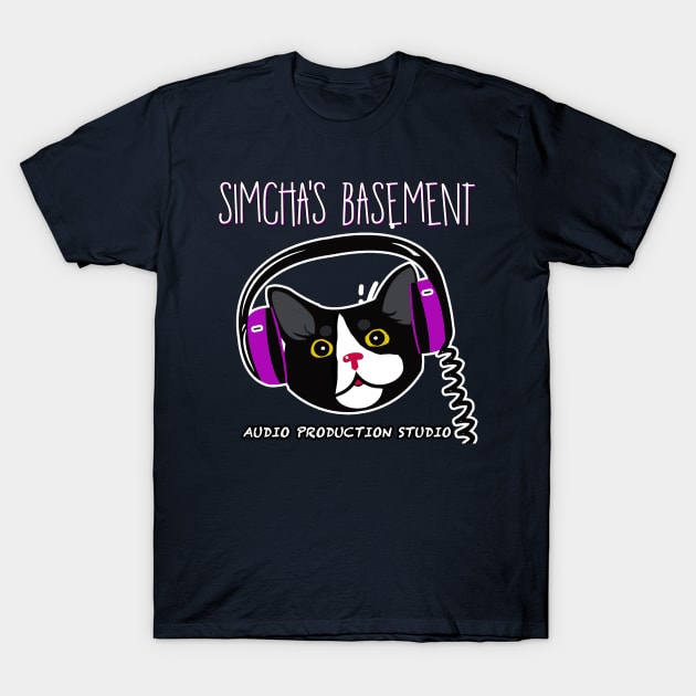 Simcha's Basement - Audio Production Studio (For Dark Colors - Outlined) T-Shirt by polarmp3